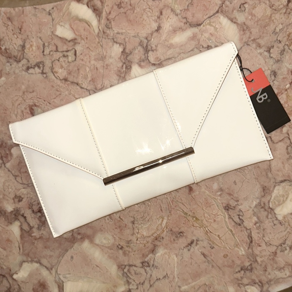 Cream Clutch with Gold Detachable Chain Strap